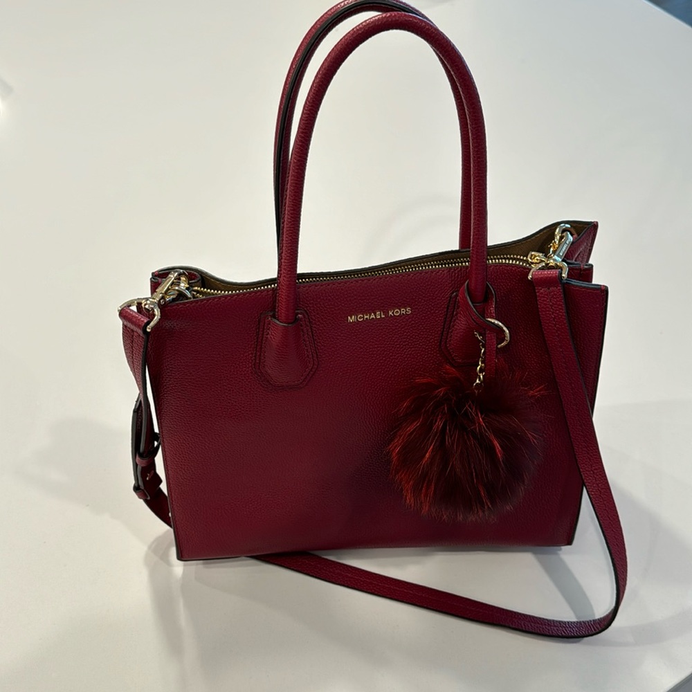 Michael Kors, Mercer, cherry, large leather tote purse